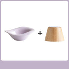 Gamelle surélevée pour chat en céramique lilas avec support en bois élégant et moderne