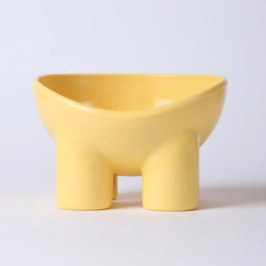 Gamelle surélevée pour chat et chien en céramique jaune design moderne Oscar et Plume