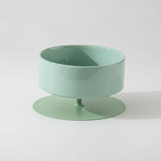 Gamelle surélevée pour chat en métal vert avec un design moderne et élégant