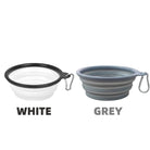 Deux gamelles pliables avec mousquetons en blanc et gris, gamelle voyage chat chien pratique