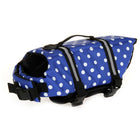 Gilet de sauvetage chien bleu à pois blancs avec sangles réglables et poignée de maintien