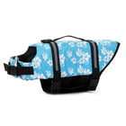 Gilet de sauvetage chien bleu avec motifs floraux blancs et sangles réglables de la marque Oscar et Plume