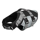 Gilet de sauvetage chien noir et gris avec sangles ajustables pour sécurité aquatique