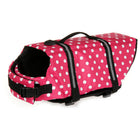 Gilet de sauvetage chien rose à pois blancs avec sangles noires et poignée de transport Oscar et Plume