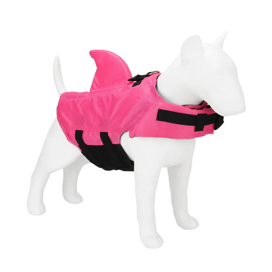 Gilet flottant chien rose avec aileron et sangles réglables pour sécurité aquatique