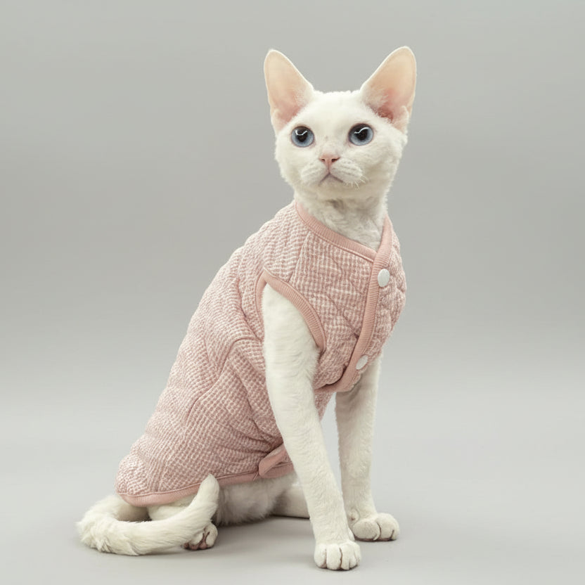 Gilet pour chat Oscar et Plume en rose avec boutons et design confortable pour animaux
