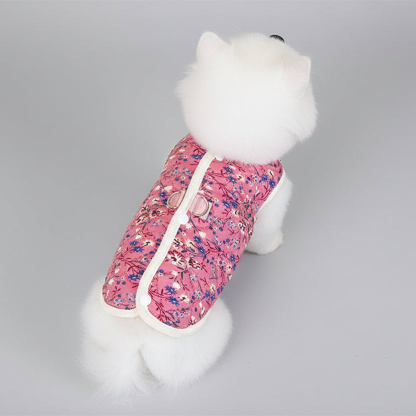 Gilet pour chien imprimé floral en rose avec un design coloré et une finition douce