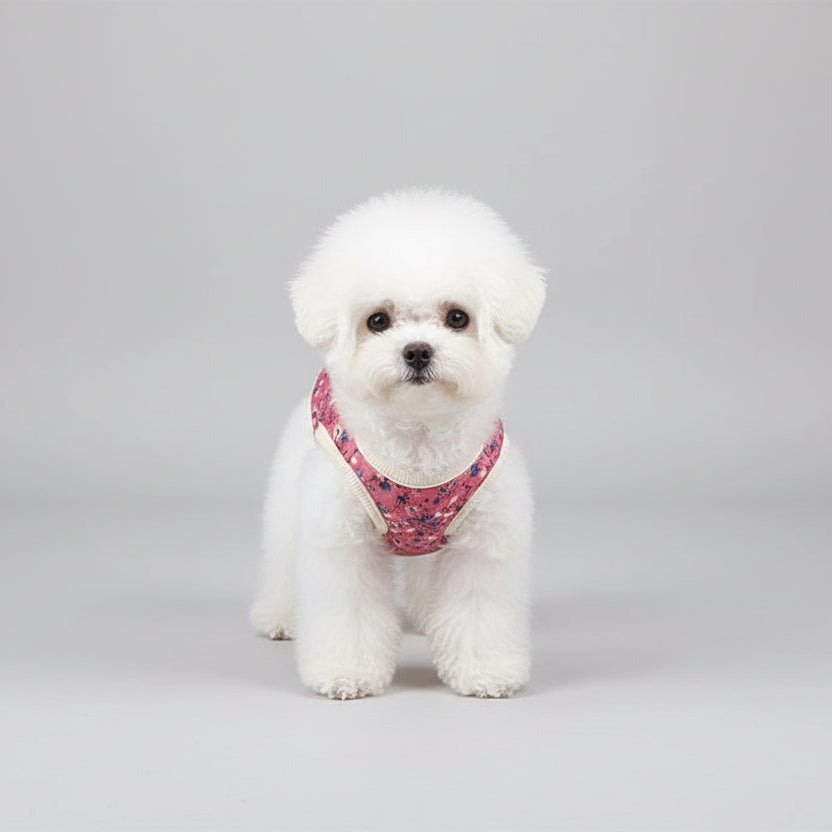 Gilet pour chien imprimé floral en rose pour petits chiens, confortable et élégant