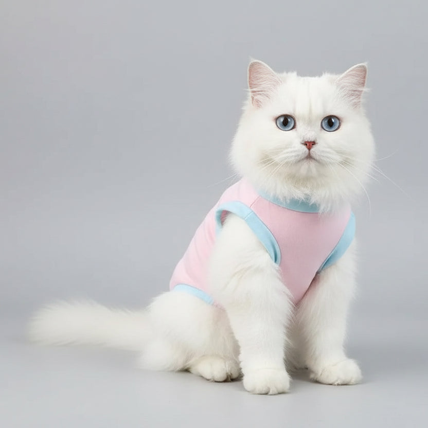 Gilet rafraîchissant chien et chat en rose et bleu pour le confort des animaux par Oscar et Plume