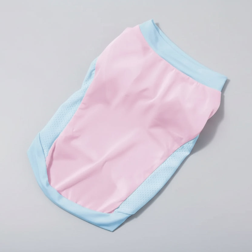 Gilet rafraîchissant chien et chat en rose et bleu, parfait pour garder vos animaux au frais pendant l'été