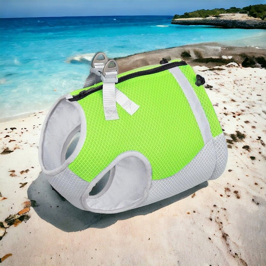 Gilet rafraîchissant pour chien vert fluo avec bandes réfléchissantes et attaches réglables