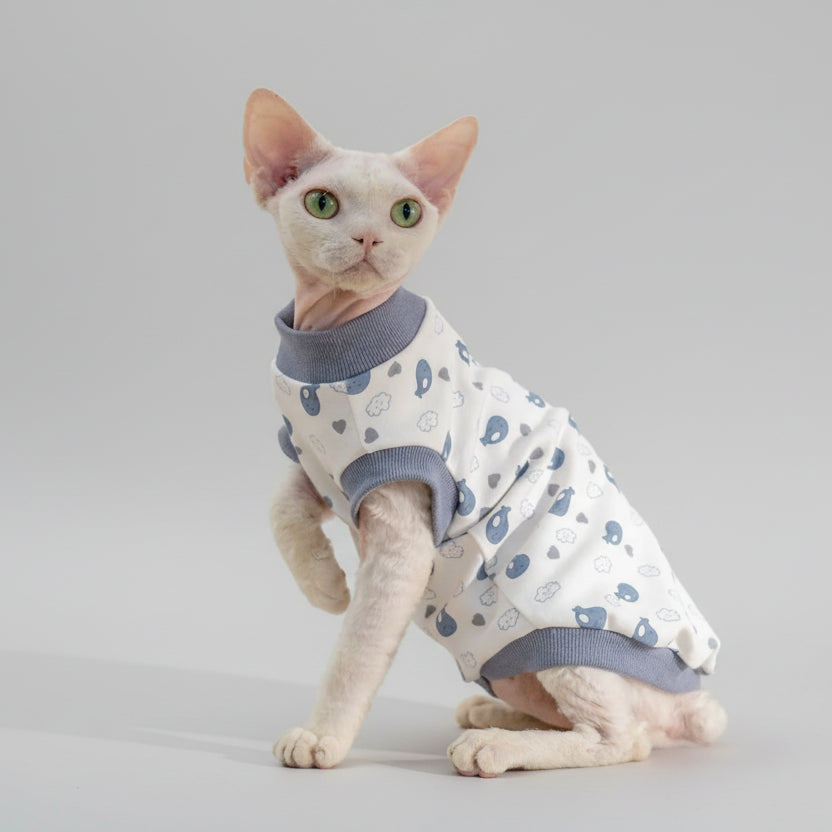 T-shirt confortable pour chat en coton doux avec motifs ludiques pour animaux de compagnie