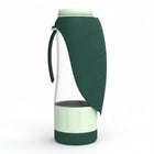 Gourde avec gamelle silicone verte et blanche pour animaux, design pratique avec poignée