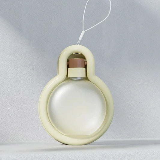 Gourde chien chat transparente avec support beige et cordon de transport par Oscar et Plume