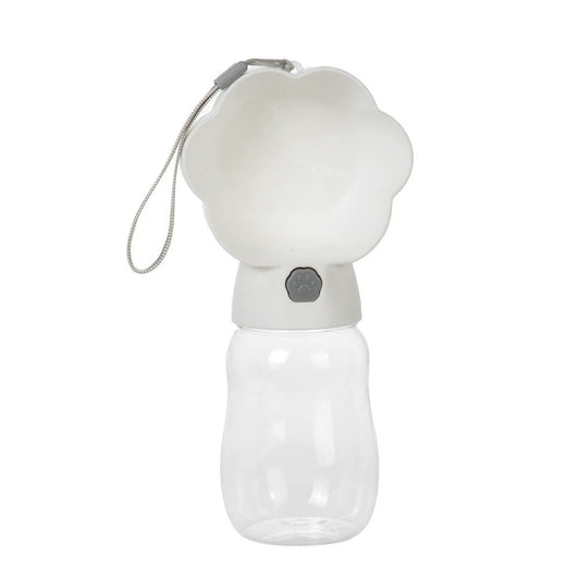 Gourde design pour chien chat blanc avec bol intégré et bouton de distribution d'eau portable