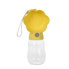 Gourde design pour chien chat Oscar et Plume jaune avec bol forme patte et bouteille transparente