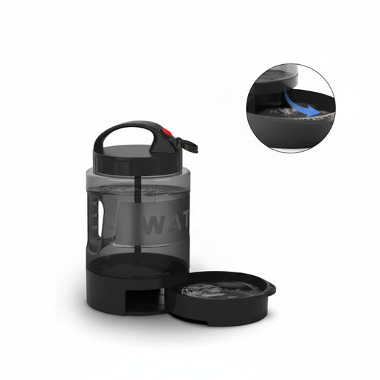 Gourde grande capacité chien en plastique durable avec un bouchon et un compartiment pour abreuver facilement votre animal