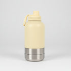 Gourde inox pour chien de couleur beige, idéale pour les promenades et sorties avec votre animal