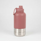 Gourde inox pour chien rose avec capuchon et fond en acier inoxydable pour voyages en plein air