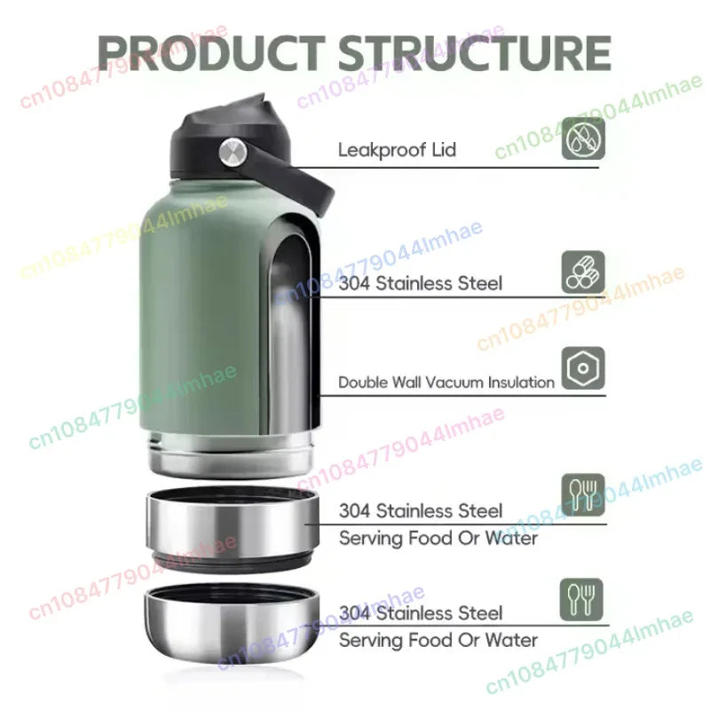 Gourde inox pour chien avec couvercle étanche et isolation double paroi en acier inoxydable