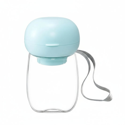 Gourde portable pour chien bleu clair avec lanière grise pour faciliter le transport