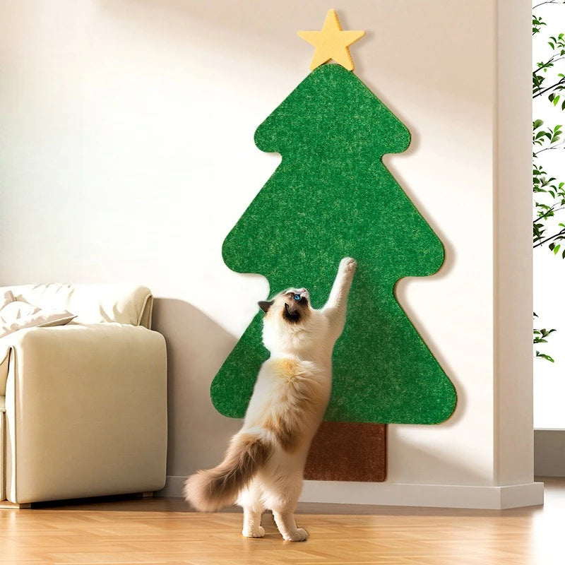 Grattoir autocollant pour chat en forme de sapin de Noël pour divertir votre animal de compagnie