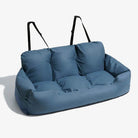 Hamac de voyage pour chien en bleu avec rembourrage confortable et sangles réglables