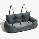 Hamac de voyage pour chien en gris avec coussins confortables et attaches sécurisées