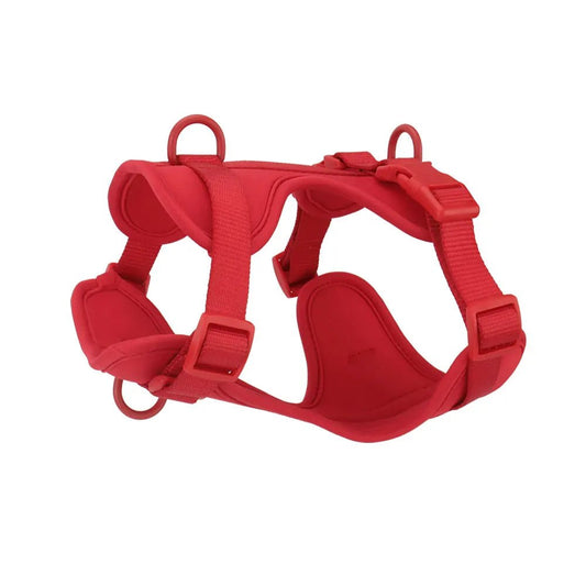 Harnais anti-traction pour chien rouge ajustable avec rembourrage pour un confort optimal