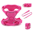 Harnais chien velours rose avec laisse, collier et sac assorti par Oscar et Plume