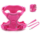 Harnais chien velours rose avec laisse assortie et sac de rangement par Oscar et Plume