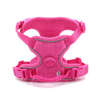 Harnais chien velours rose vif de la marque Oscar et Plume avec sangles réglables et design confortable