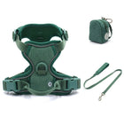 Harnais chien velours vert avec laisse et sac de rangement assorti de la marque Oscar et Plume