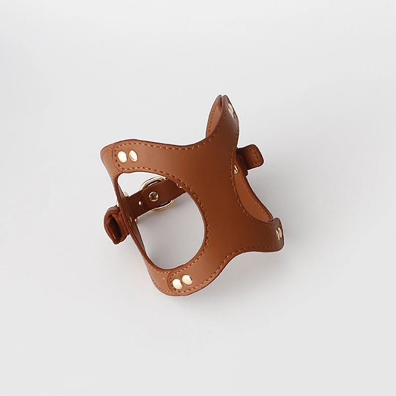 Harnais en cuir durable pour petit chien et chat Oscar et Plume Harnais marron / XS