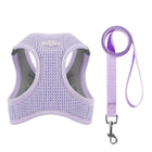 Harnais et laisse pour chien couleur lavande en tissu respirant avec attache métallique durable