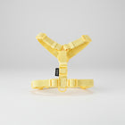 Harnais jaune en nylon doux Oscar et Plume harnais et laisse pour petit chien réglable et confortable