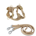 Load image into Gallery viewer, Harnais ou collier + laisse double pour chien Oscar et Plume Harnais + laisse Beige / XS
