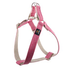 Oscar et Plume harnais pour chien coton rose ajustable doublure beige avec anneau metal et boucles plastiques