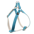 Carica l'immagine nel visualizzatore della galleria, harnais pour chien coton bleu turquoise Oscar et Plume réglable avec doublure naturelle et anneau métal

