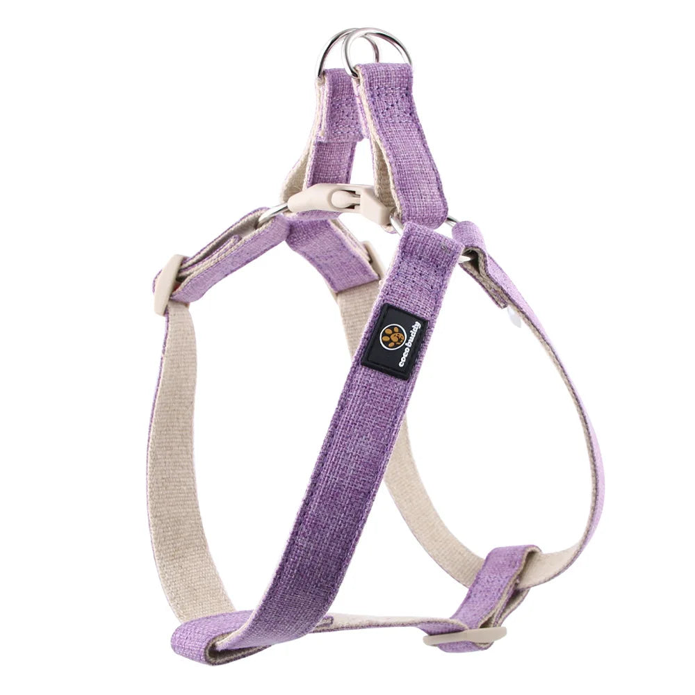 Oscar et Plume harnais pour chien coton lavande reglable avec boucles metal et anneau D pour promenade confortable