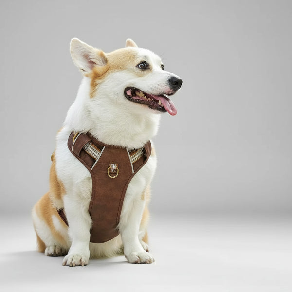 Oscar et Plume harnais pour chien moyen et grand rembourré en suède ajustable avec boucles métalliques