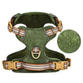Carica l'immagine nel visualizzatore della galleria, Oscar et Plume harnais pour chien moyen et grand vert rembourré en velours imperméable avec anneau D
