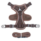 Harnais réfléchissant pour chien marron avec sangle réglable et laisse assortie Oscar et Plume
