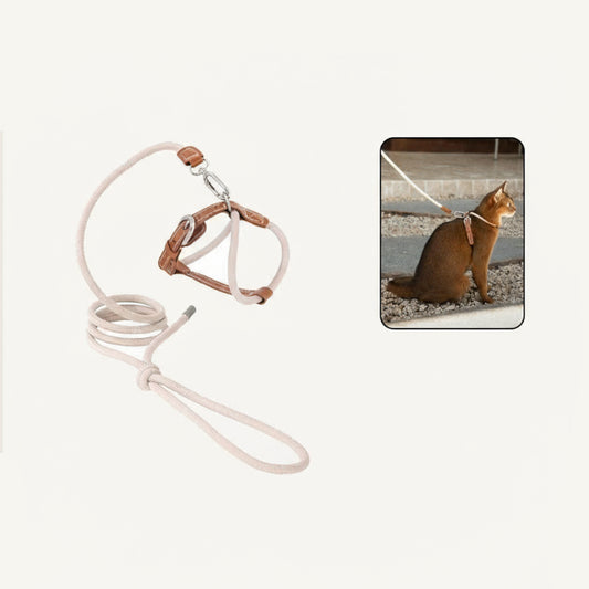 Harnais réglable pour chat en rose avec laisse assortie pour les promenades en extérieur