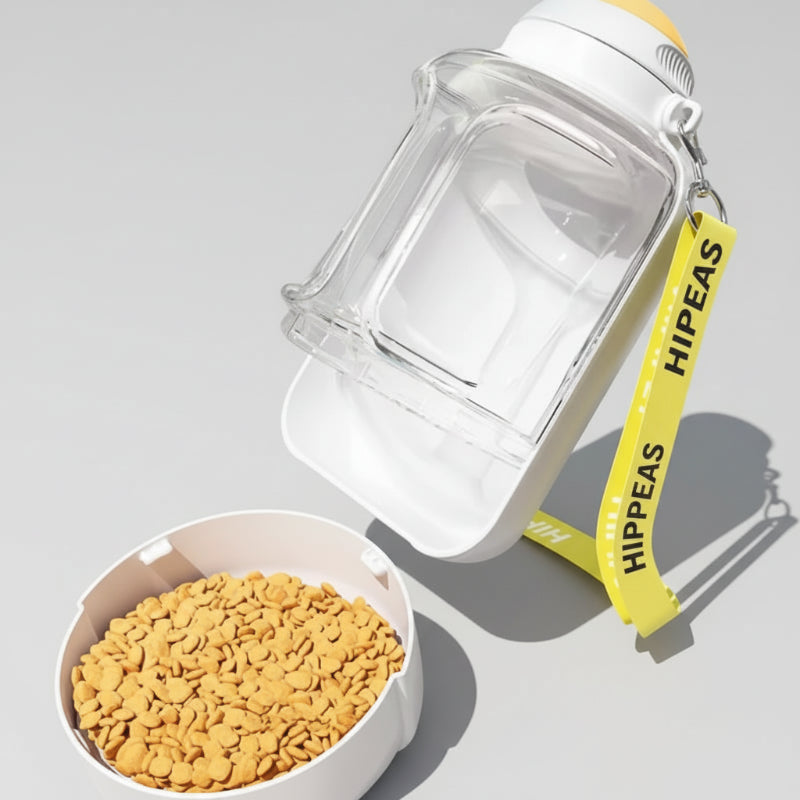 Gourde de voyage pour chien avec distributeur de croquettes pratique et design moderne
