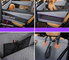Housse sécurisée auto pour chien en tissu gris avec support renforcé et espace élargi pour sécurité et confort
