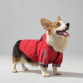 Charger l'image dans la visionneuse de la galerie, Corgi heureux portant un imperméable pour chien avec capuche, adapté aux jours de pluie
