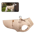 Cargar la imagen en la vista de la galería, Imperméable pour chien avec harnais beige matelassé confortable pour promenade sous la pluie

