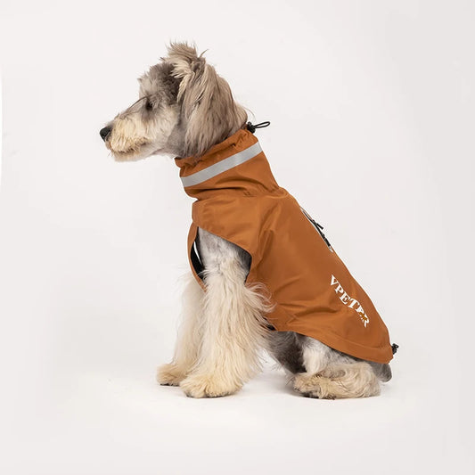 Imperméable pour chien orange avec bandes réfléchissantes de la marque Oscar et Plume