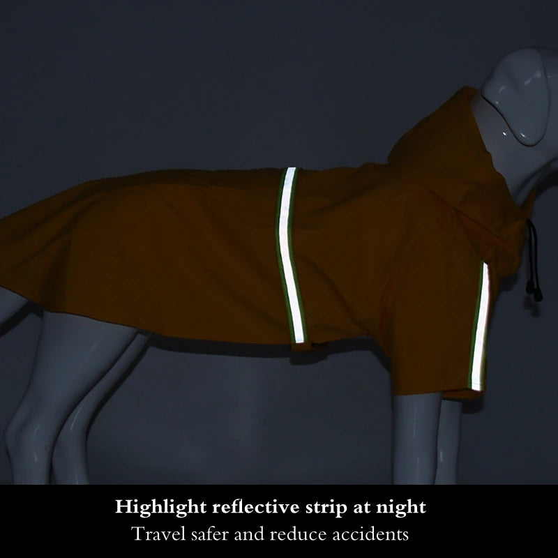 Imperméable pour chien en orange avec bande réfléchissante pour une sécurité nocturne